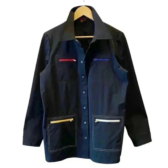 Vintage Simon Chang Skirt Blazer Suit 2 Piece Set Retro 80s Black Size 12 - Picture 3 of 16